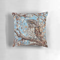 Decorative pillow featuring a realistic painting of a tawny frogmouth, a camouflaged nocturnal bird native to Australia.