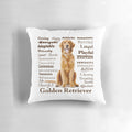 Soft, comfortable pillow with a design featuring the iconic golden retriever breed and its unique personality traits.