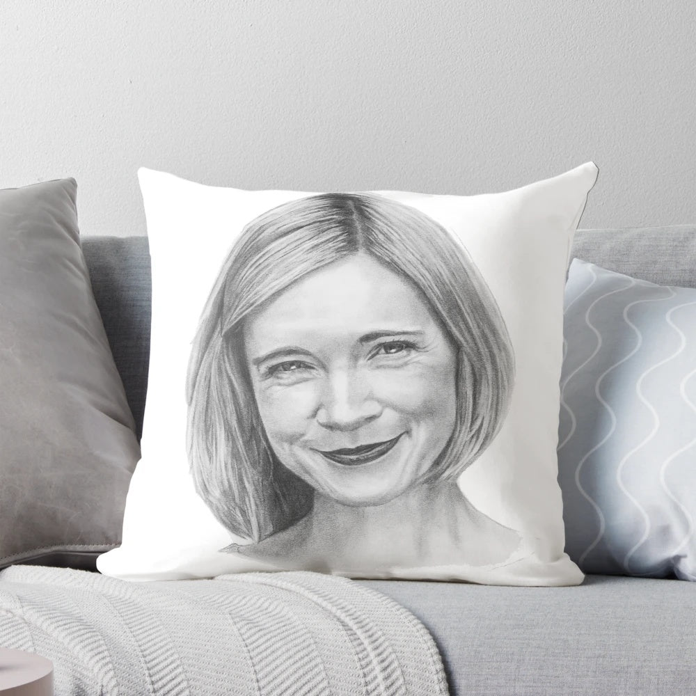 Elegant Pillow Featuring the Portrait of Renowned British Historian Lucy Worsley