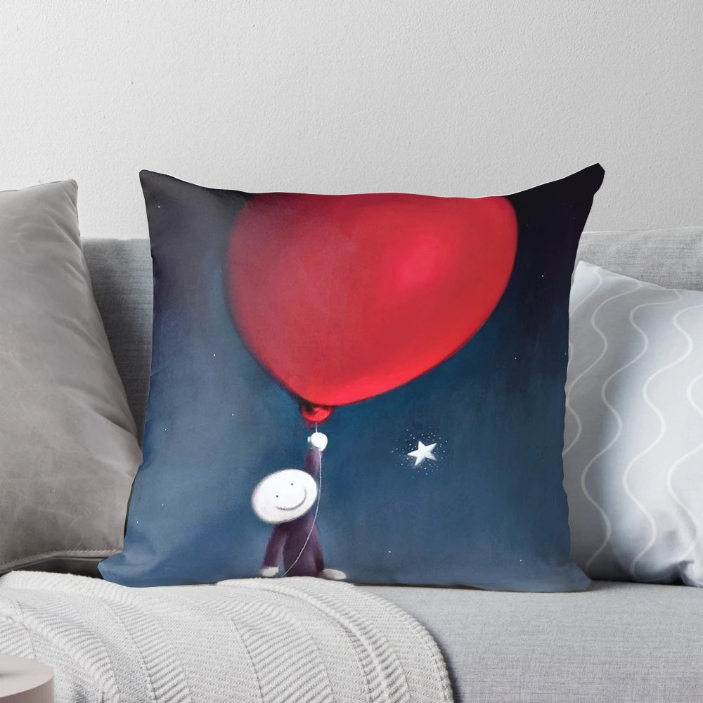 Doug Hyde inspired minimalist pillow with a contemporary, cartoon-like design