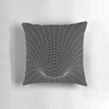 Decorative space-themed pillow with a black hole and wormhole design