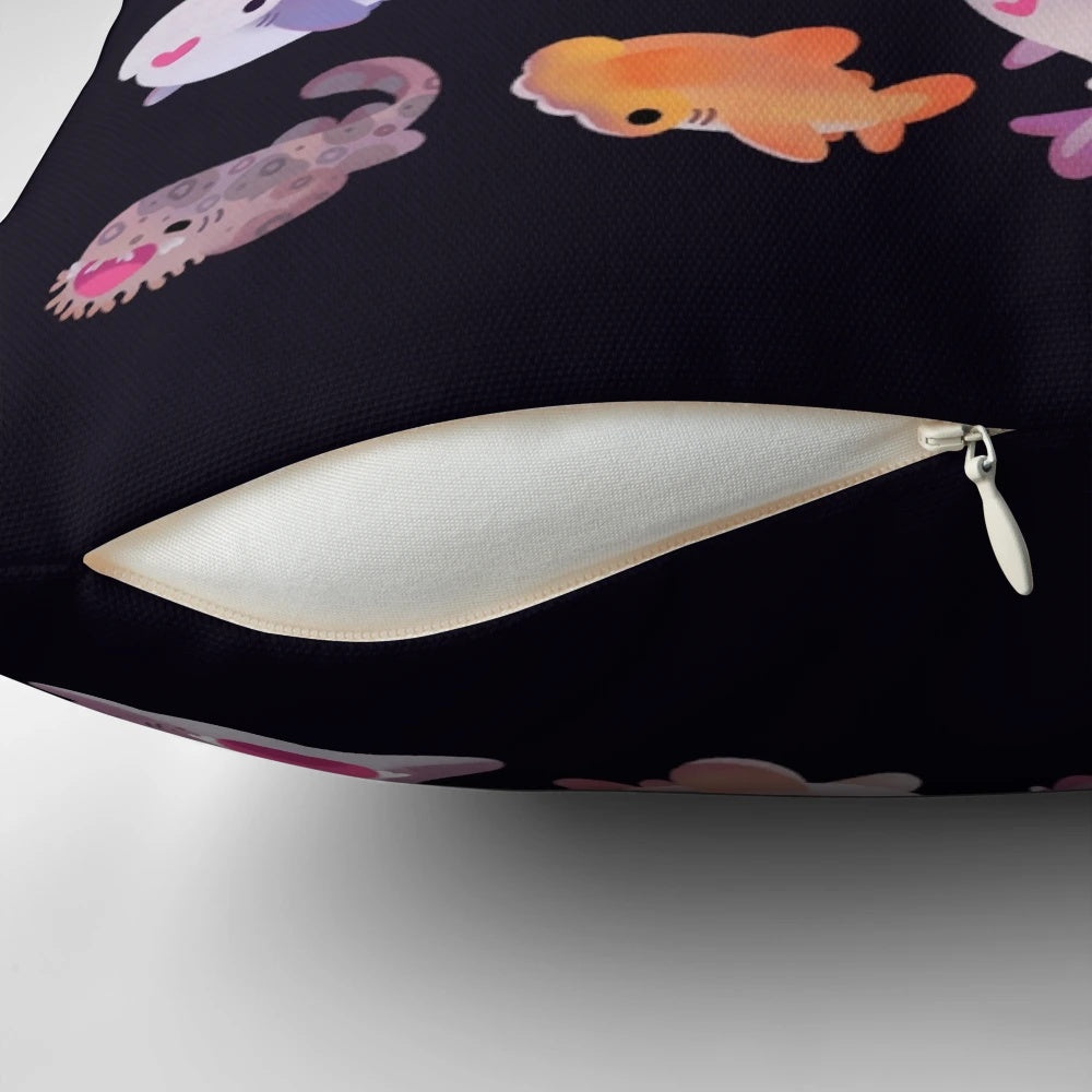 A cozy pillow featuring a vibrant shark design, perfect for ocean lovers.