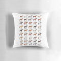 A beautiful pillow featuring a collage of various horse breeds from around the world.