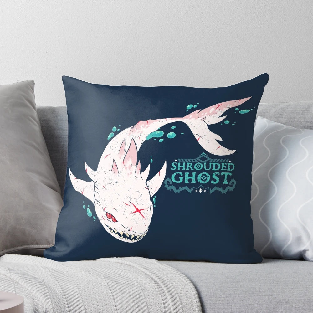 Pillow featuring the legendary Shrouded Ghost sea monster from the game Sea of Thieves