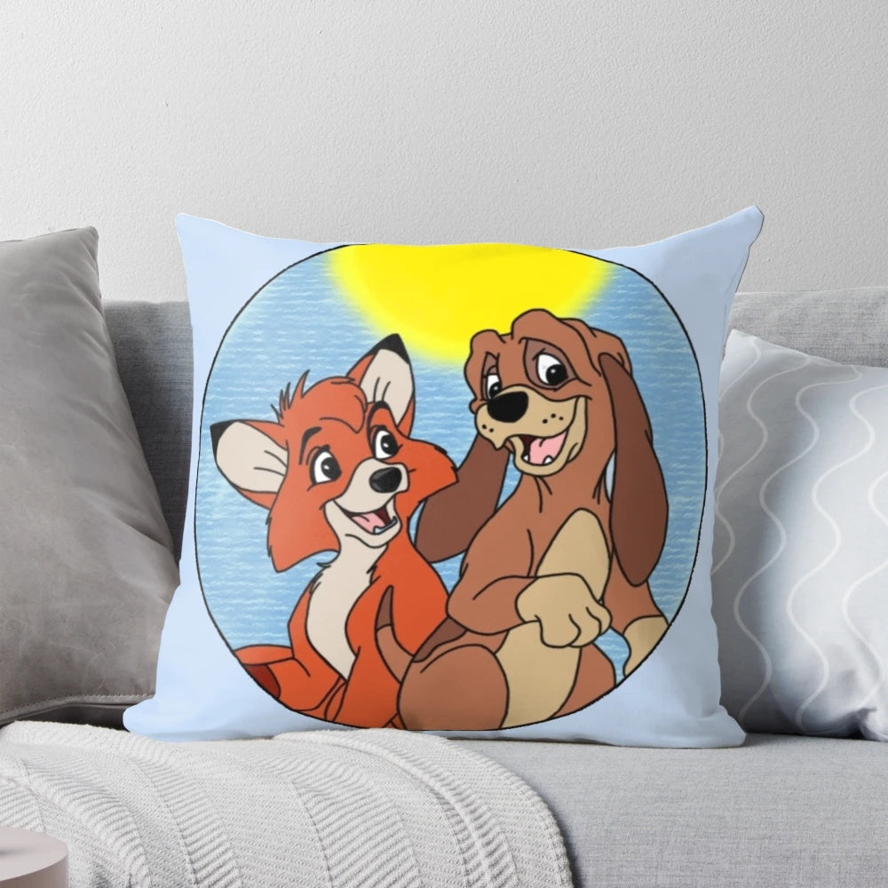 Pillow featuring the beloved Disney characters, the fox and the hound, from the classic animated film