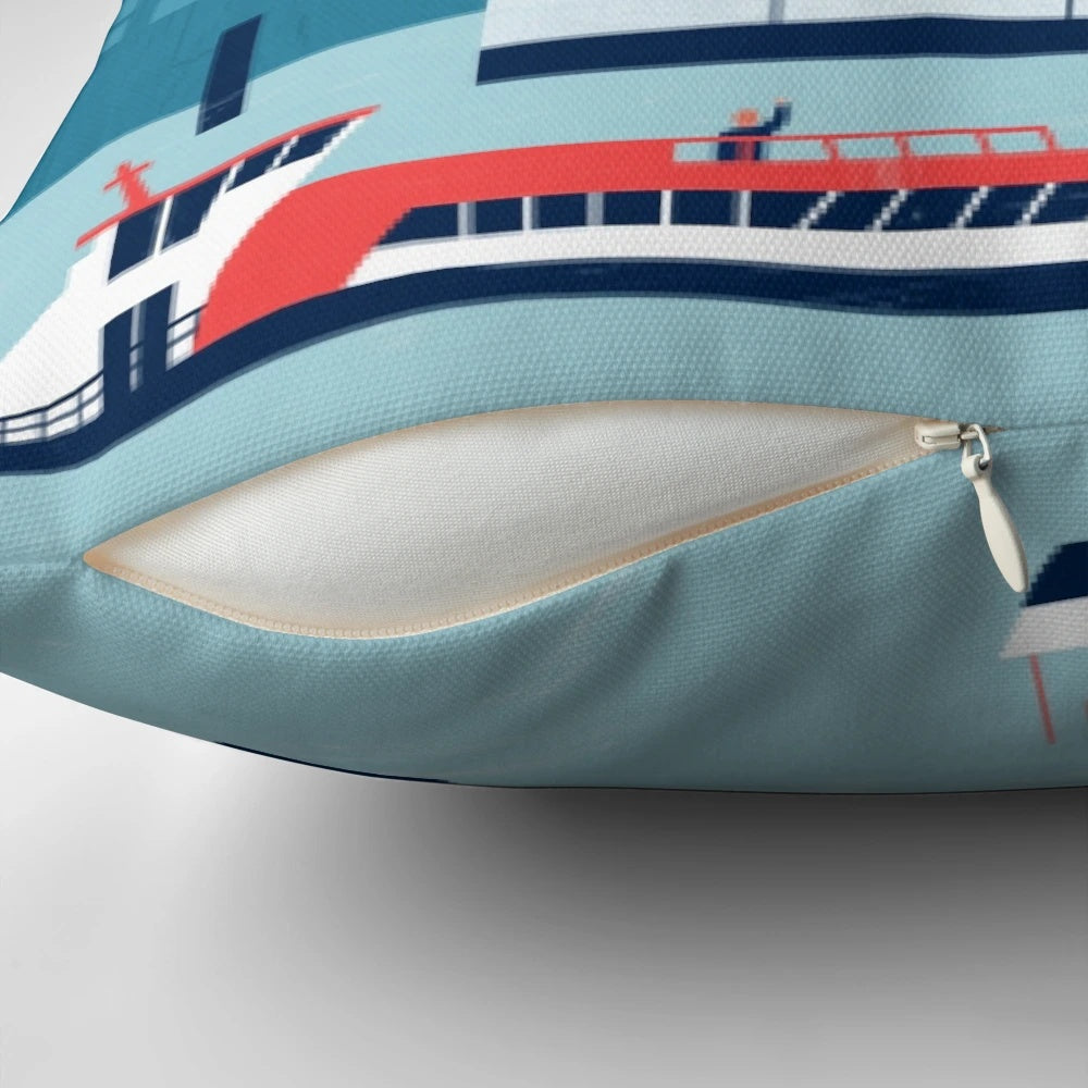 Elbphilharmonie Concert Hall in Hamburg, Germany Depicted on a Vibrant Travel Poster Pillow