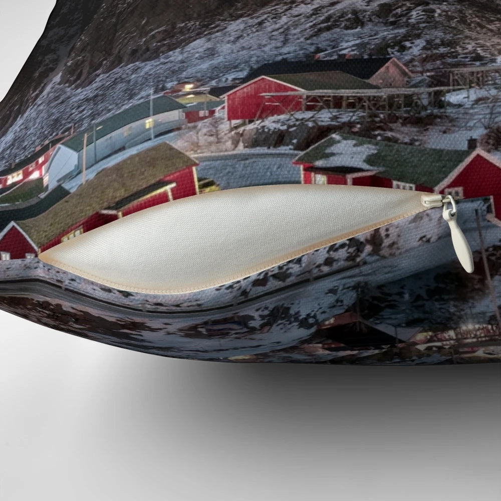 The Magic of the Night Pillow featuring the breathtaking Lofoten Islands and the Aurora Borealis