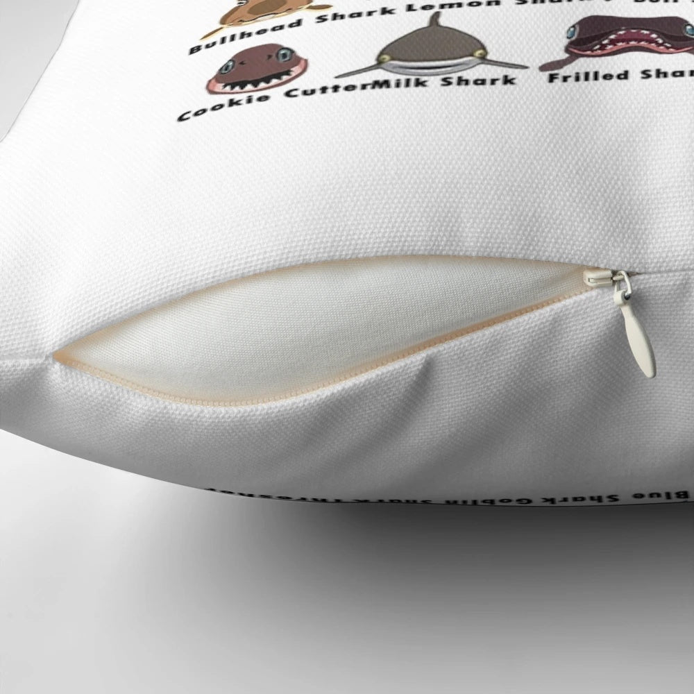 Soft, plush pillow featuring a vibrant shark face and heart design, perfect for shark lovers.