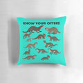 Soft and cozy "Know Your Otters" throw pillow with various otter species depicted