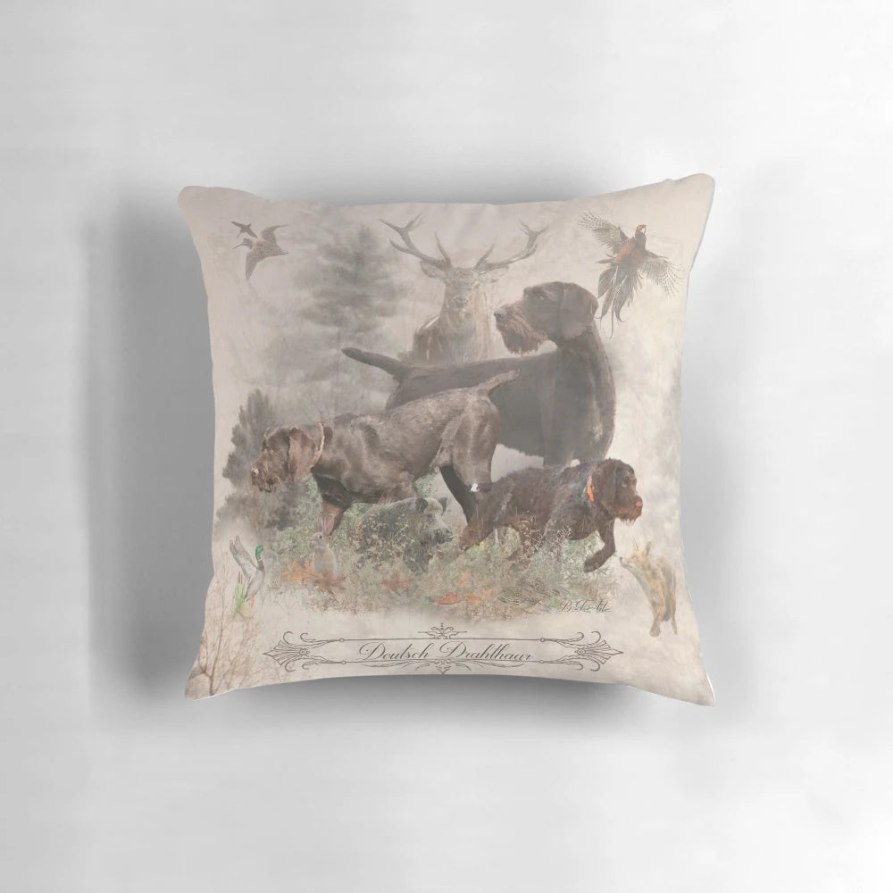 German Wirehaired Pointer Pillow for Hunting Enthusiasts