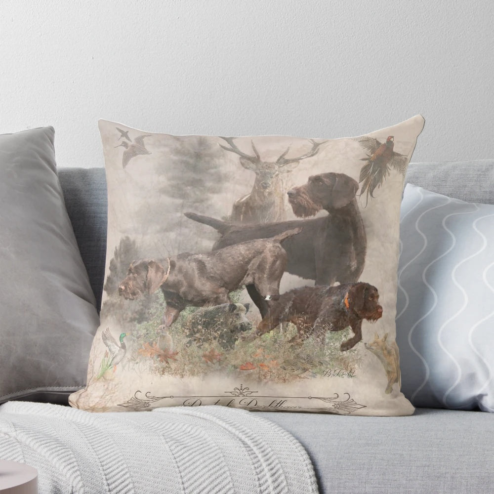 German Wirehaired Pointer Pillow for Hunting Enthusiasts
