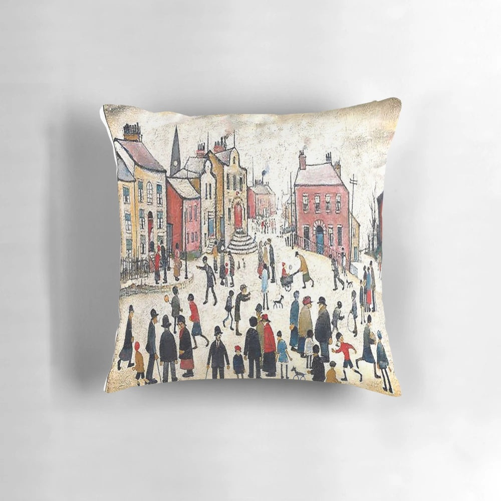 L. S. Lowry 1887 1976 CN 10 Poster Pillow featuring the renowned artist's distinctive industrial landscapes and cityscapes.