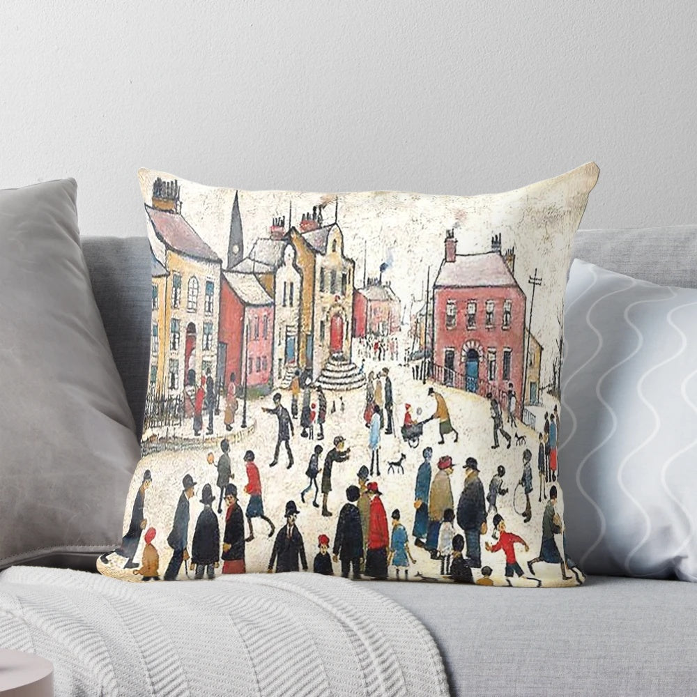 L. S. Lowry 1887 1976 CN 10 Poster Pillow featuring the renowned artist's distinctive industrial landscapes and cityscapes.