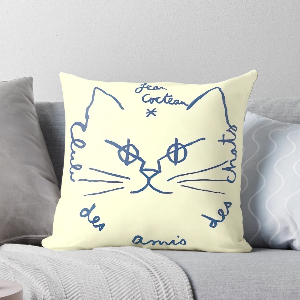 Pillow featuring the captivating artwork of renowned French artist Jean Cocteau