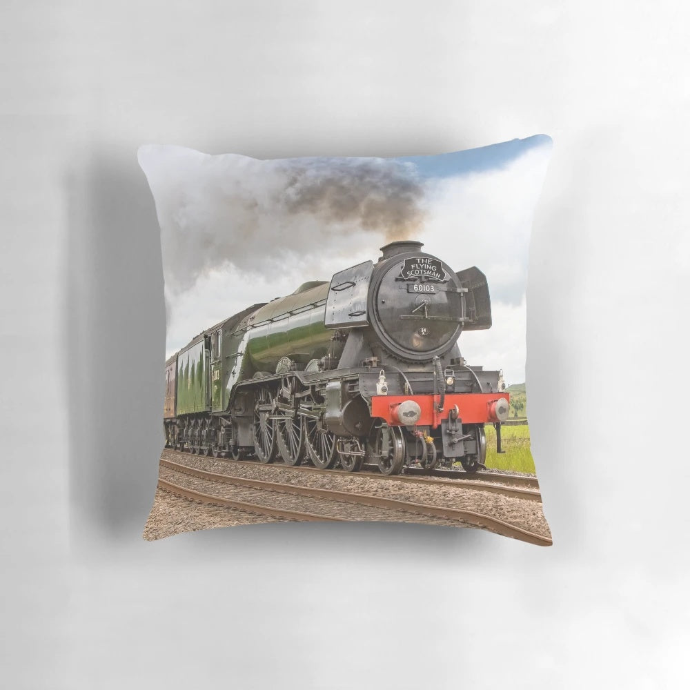 Close-up image of the legendary Flying Scotsman steam locomotive