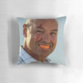 An orange slice-shaped pillow featuring the iconic character John Locke from the TV series Lost.