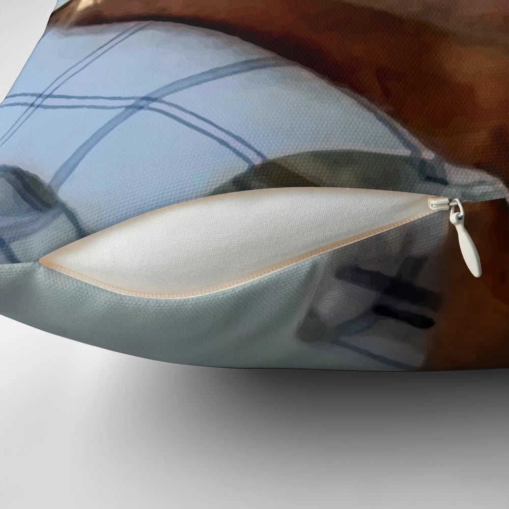 An orange slice-shaped pillow featuring the iconic character John Locke from the TV series Lost.