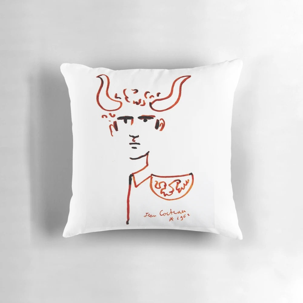 Jean Cocteau's famous surrealist artwork featured on a high-quality pillow