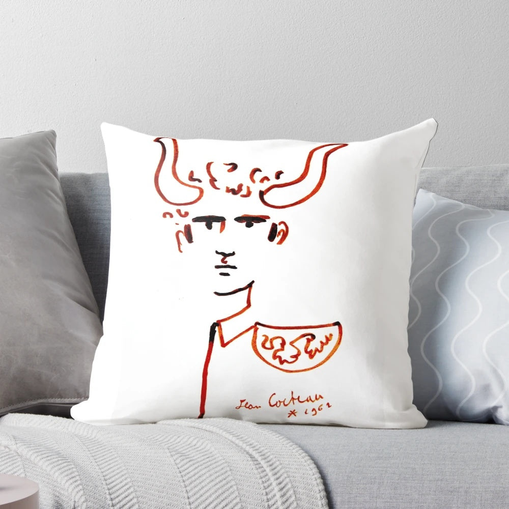 Jean Cocteau's famous surrealist artwork featured on a high-quality pillow