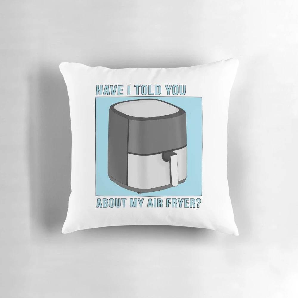 Decorative pillow with an air fryer design, perfect for the kitchen