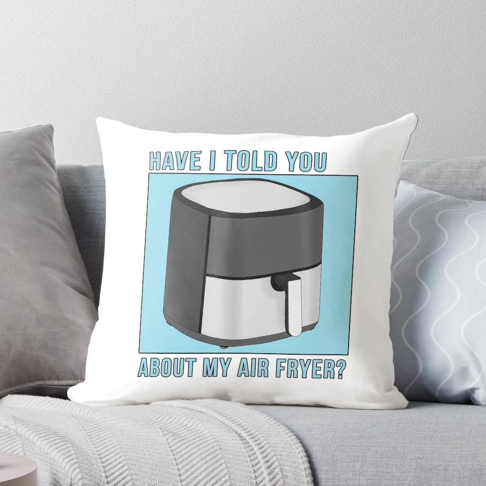 Decorative pillow with an air fryer design, perfect for the kitchen