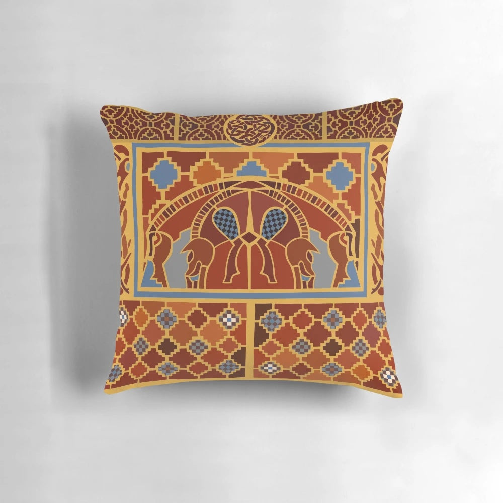 Ornate boars-themed pillow from the Sutton Hoo ship burial, a glimpse into Anglo-Saxon culture and the warrior lifestyle.
