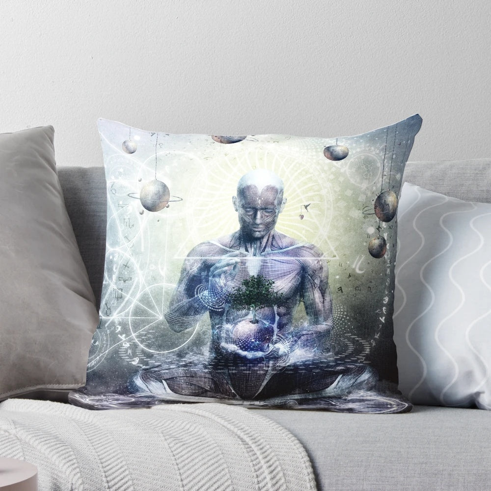 Spiritual and visionary pillow art featuring zodiac symbols, dreamscapes, and cosmic imagery.