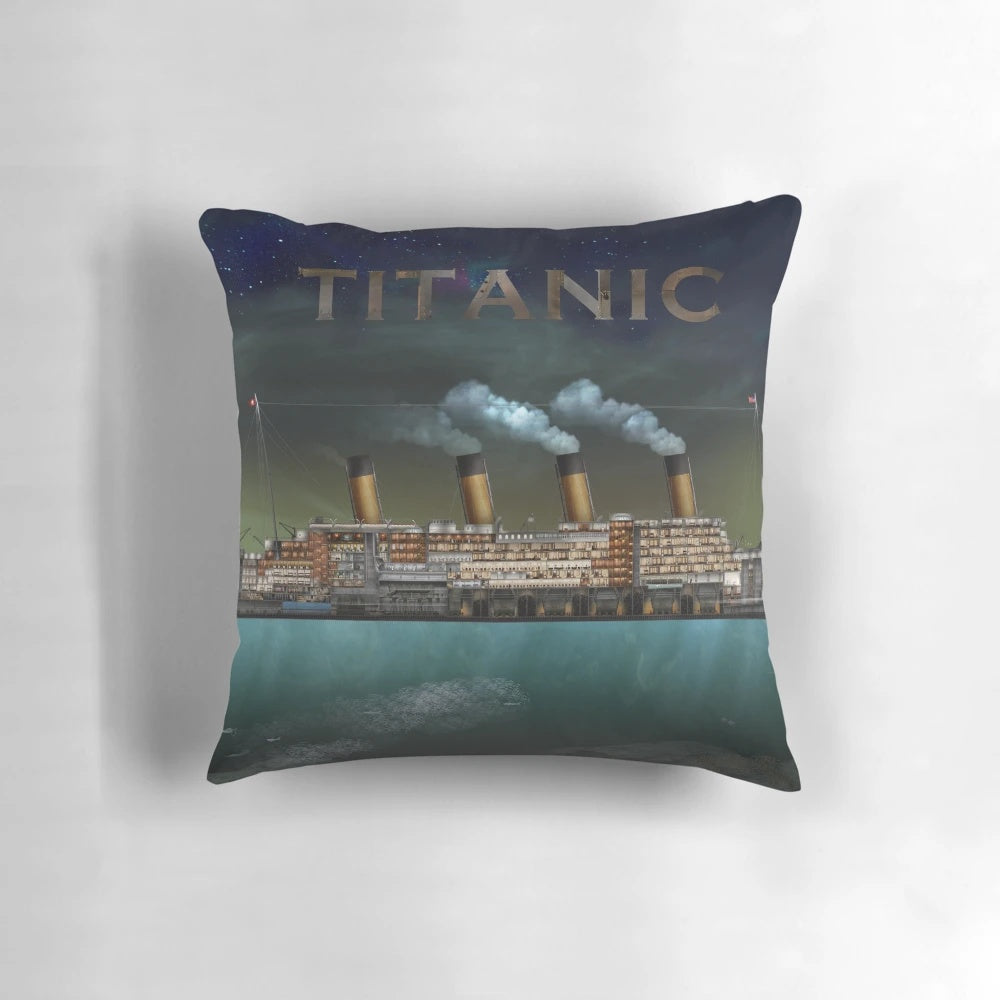 Titanic-inspired pillow featuring the iconic ocean liner
