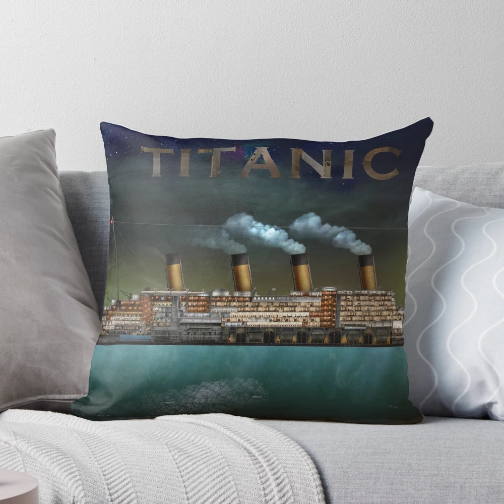 Titanic-inspired pillow featuring the iconic ocean liner