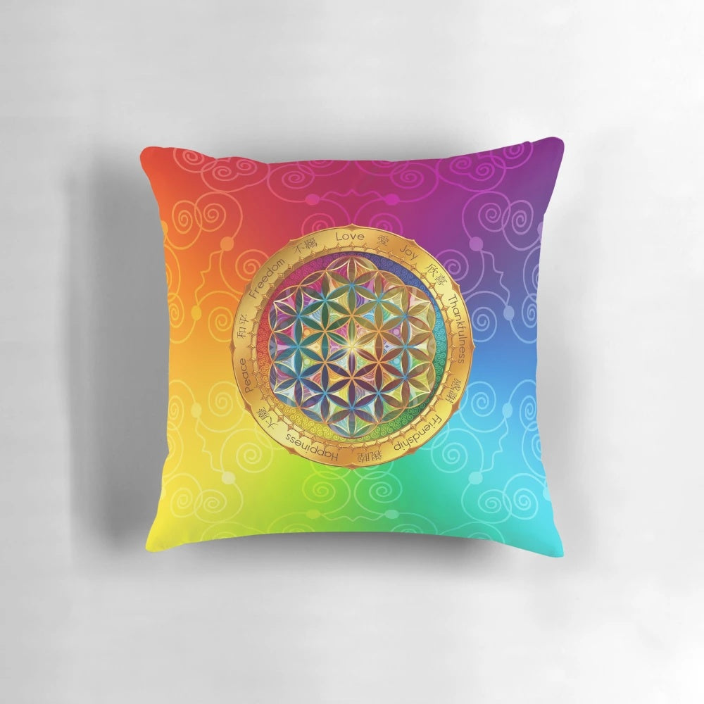 Flower of Life Pillow featuring sacred geometry and spiritual symbolism