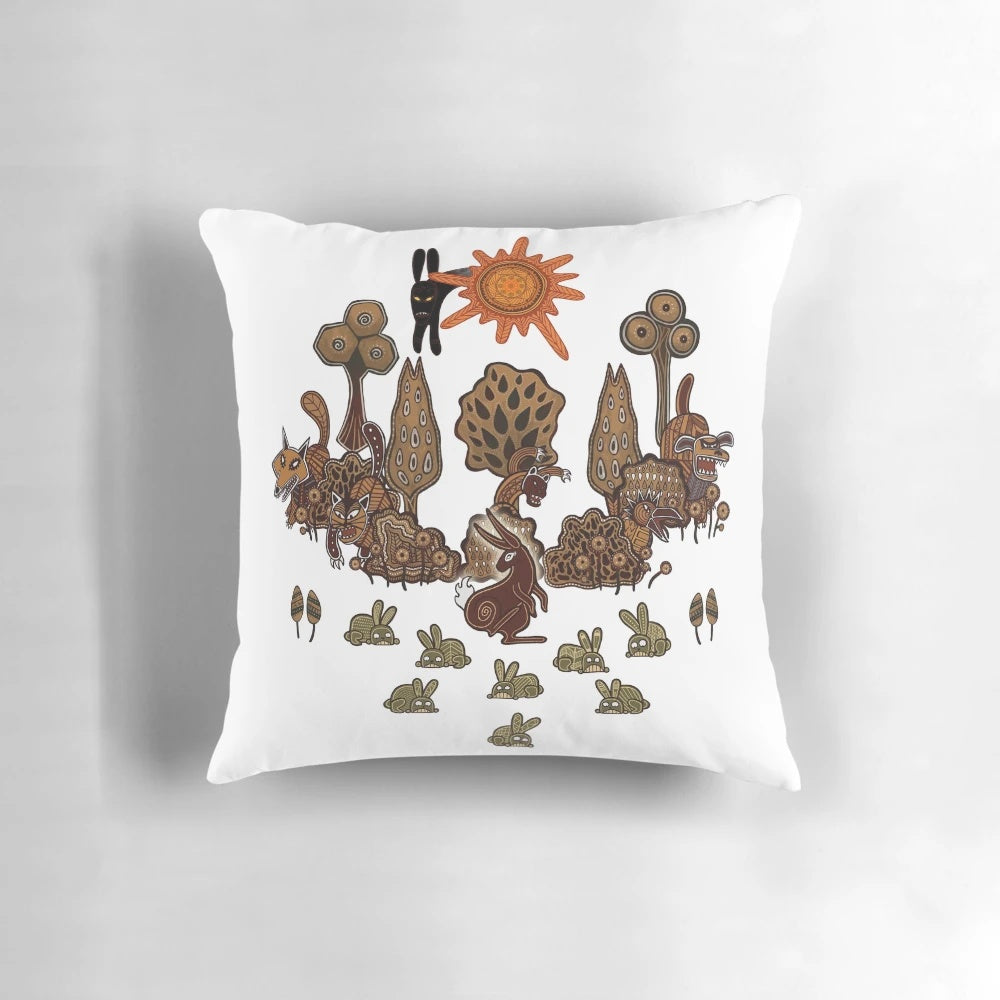 Watership Down-inspired pillow featuring the Lord Frith and rabbit design