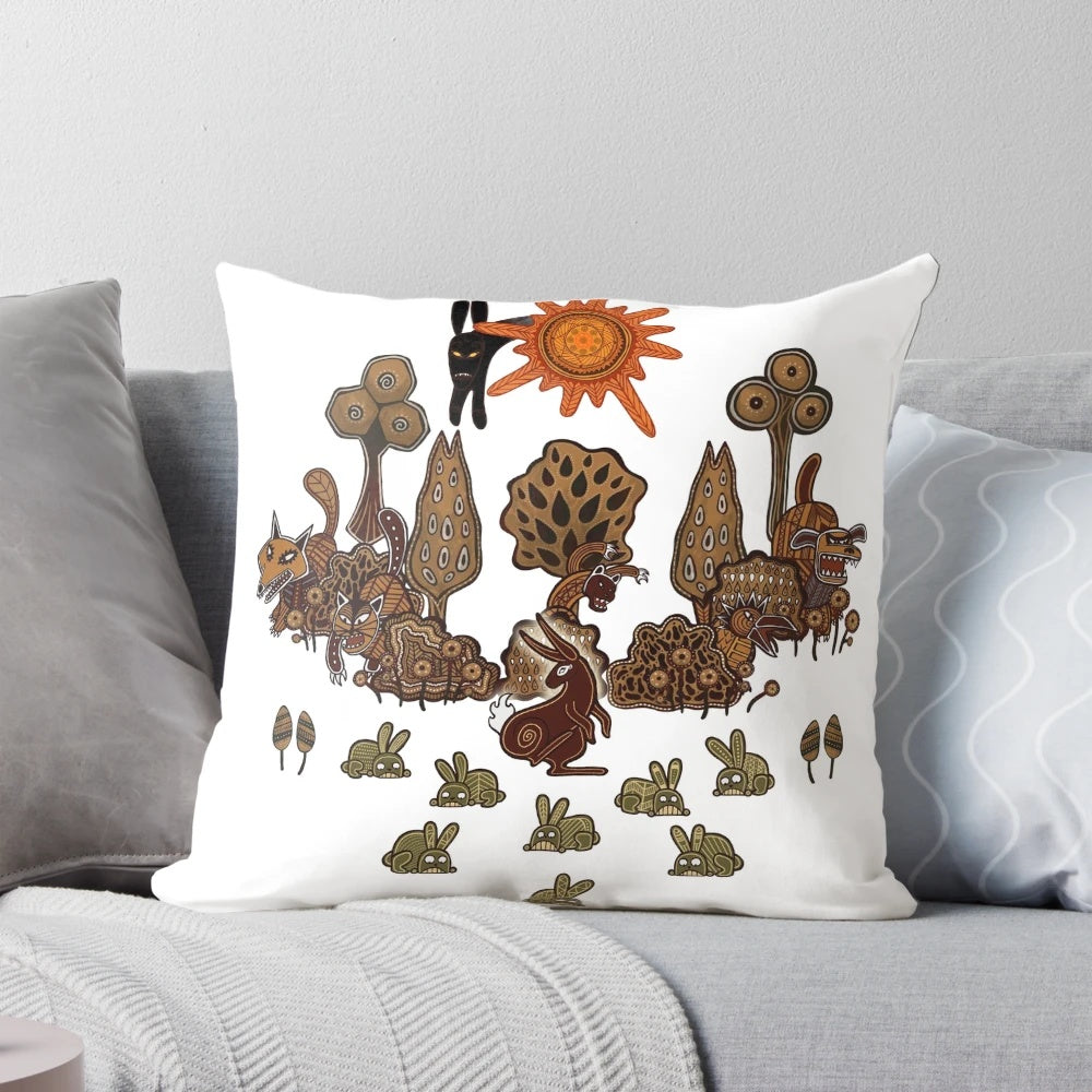 Watership Down-inspired pillow featuring the Lord Frith and rabbit design