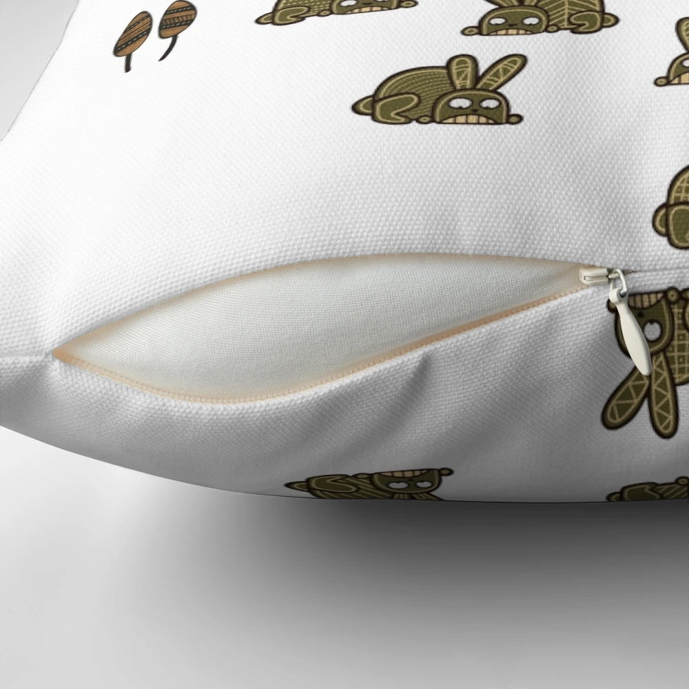 Watership Down-inspired pillow featuring the Lord Frith and rabbit design