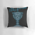 Close-up of the Holy Grail Pillow, a soft and luxurious religious decor item