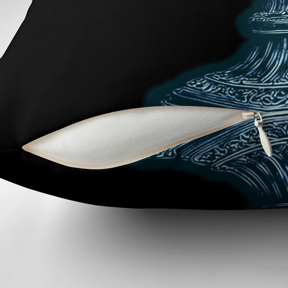 Close-up of the Holy Grail Pillow, a soft and luxurious religious decor item