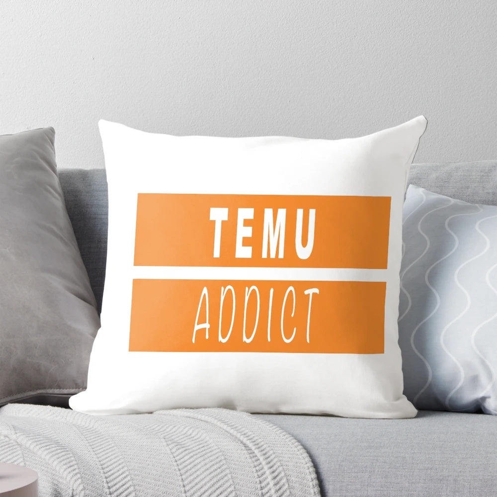 TEMU Addict Pillow, featuring vibrant orange and black colors, perfect for 90s activist adventures