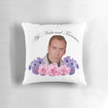 A stylish floral pillow featuring the iconic face of Nicholas Cage, the star of National Treasure.