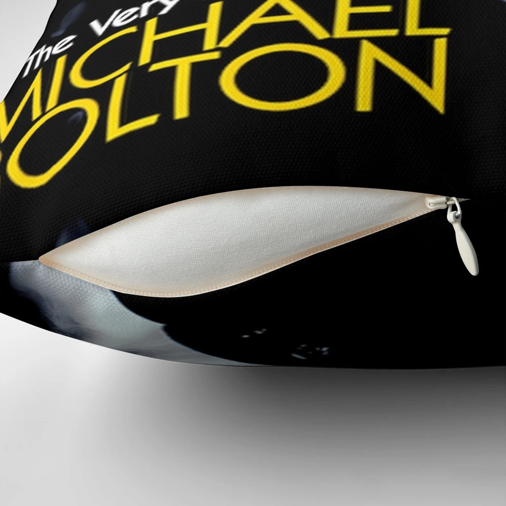 Plush pillow featuring the iconic image of Michael Bolton, the renowned pop and soft rock singer-songwriter.