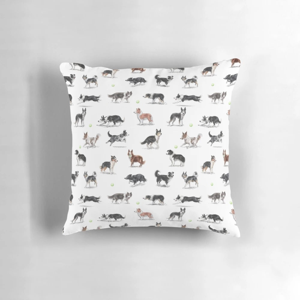 Plush pillow featuring a border collie, a versatile working dog breed