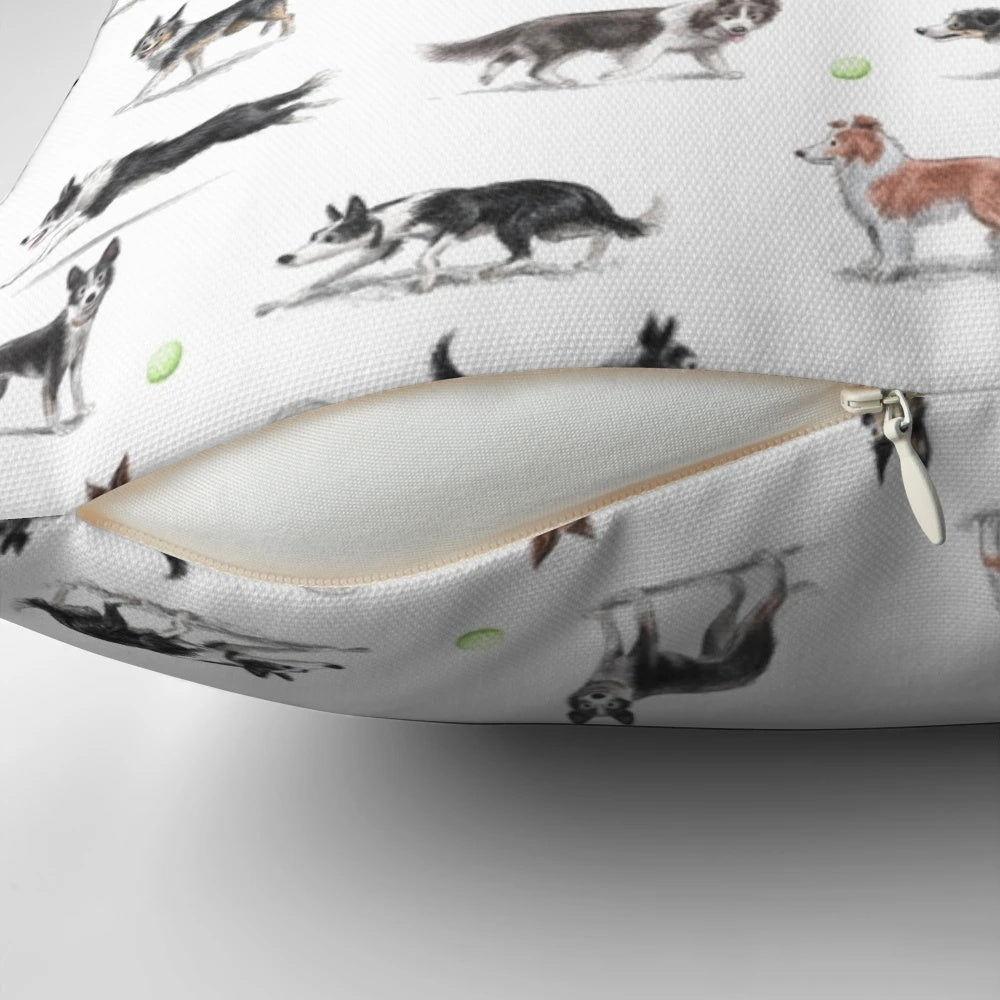 Plush pillow featuring a border collie, a versatile working dog breed