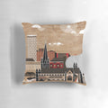 A decorative pillow featuring the iconic skyline and cityscape of Birmingham, UK.