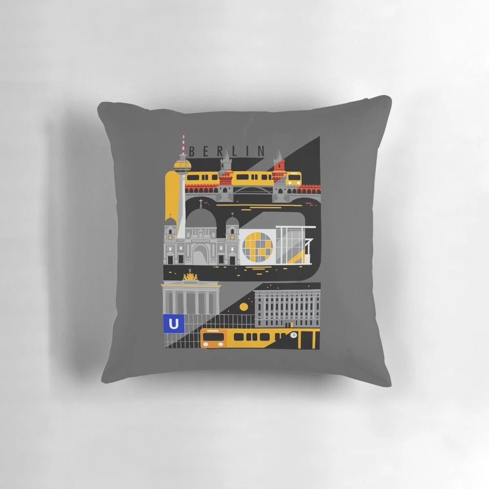 Berlin Pillow at Night featuring the Spree River, Oberbaum Bridge, and Berlin Cathedral