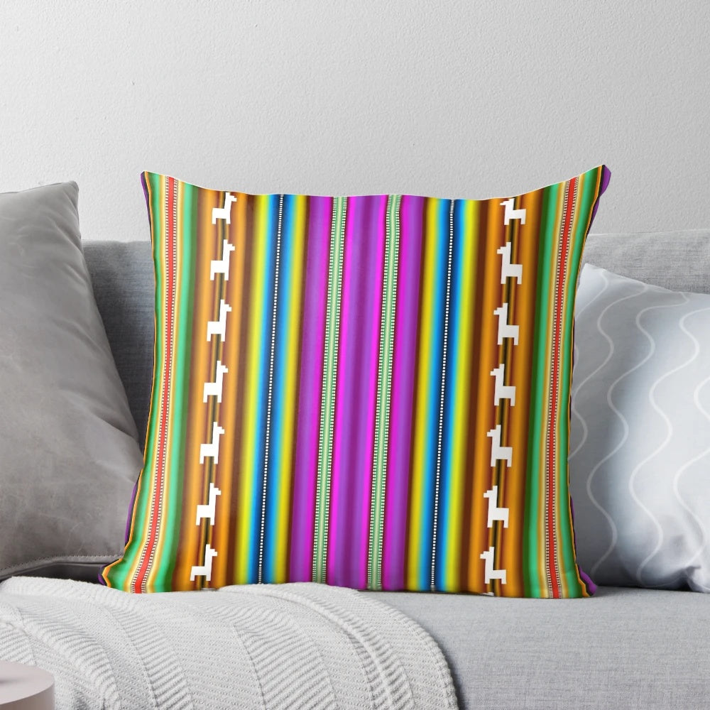 Colorful Peruvian mantle or cloak with vibrant patterns and textures