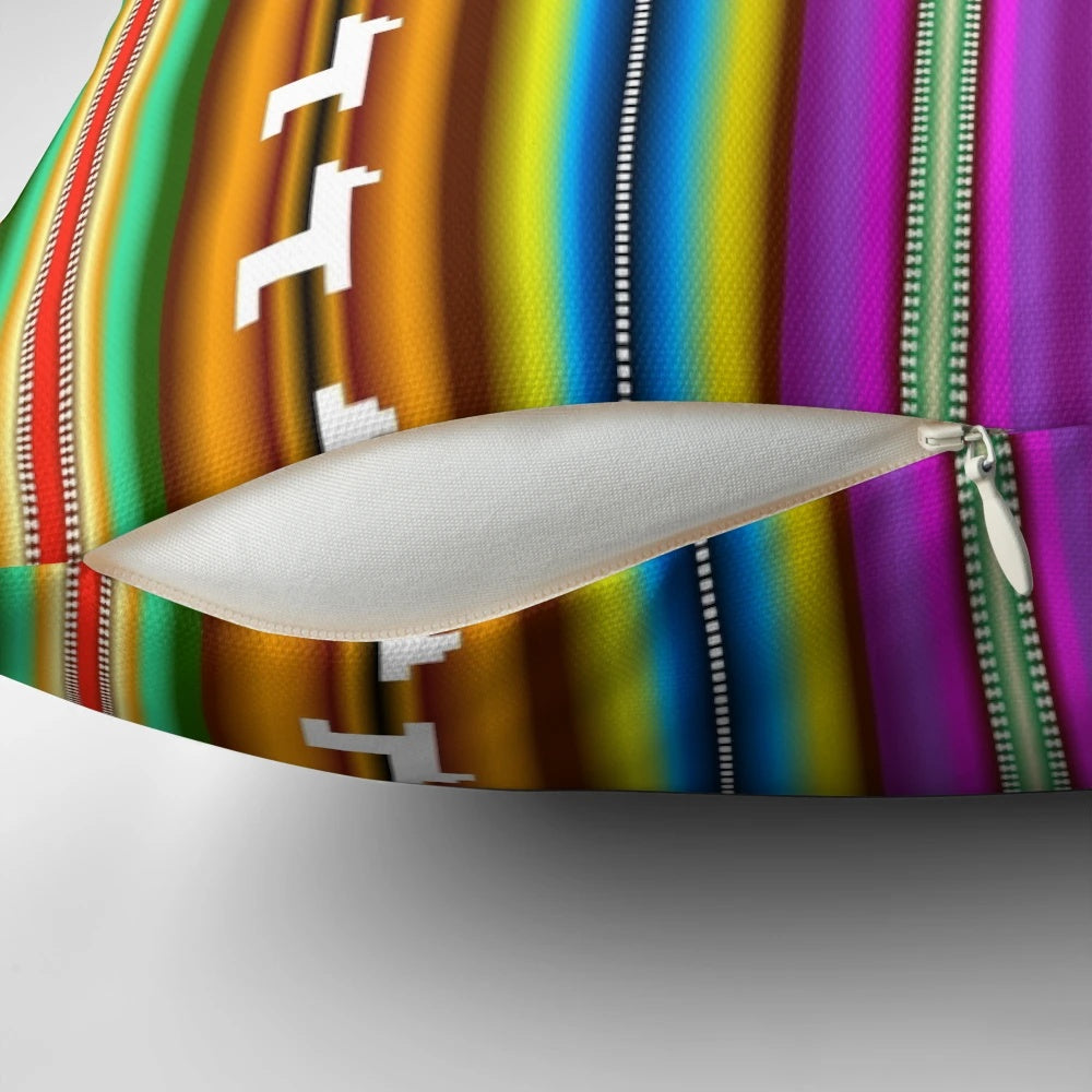 Colorful Peruvian mantle or cloak with vibrant patterns and textures