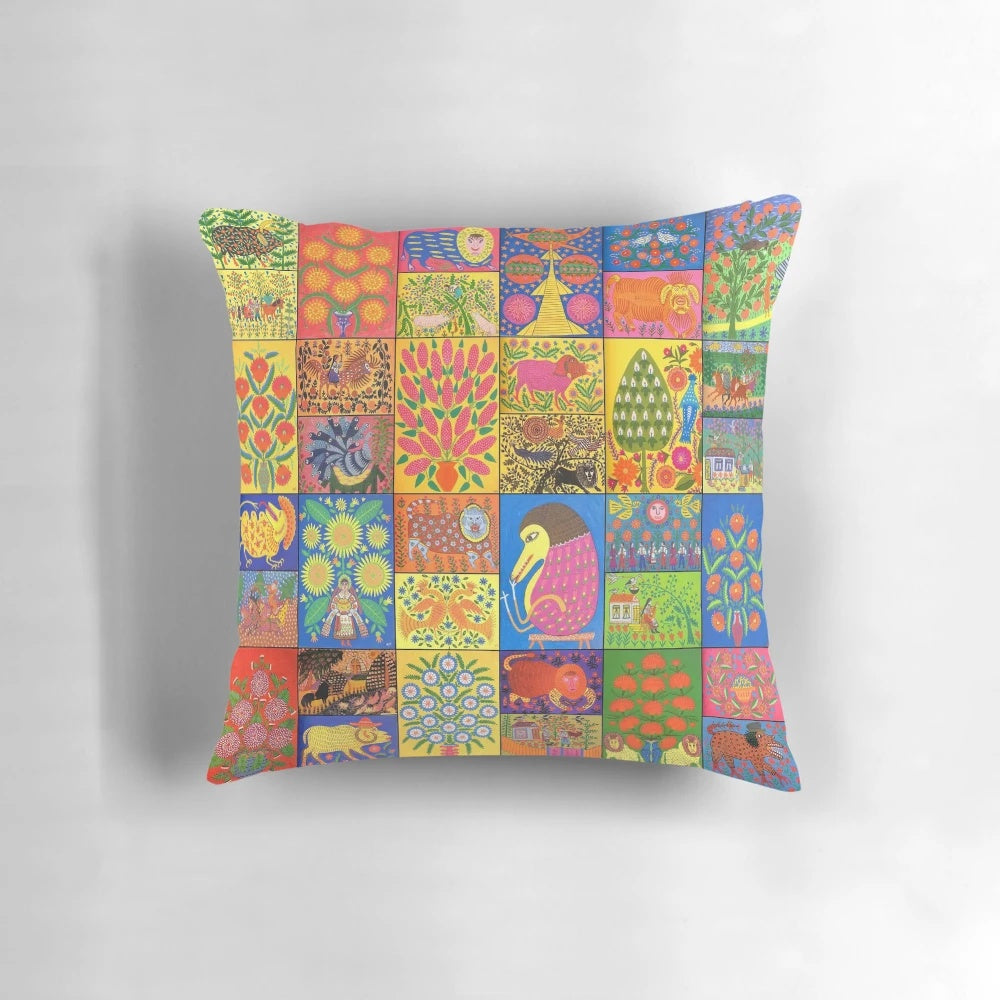 Maria Pryimachenko Pillow - Vibrant Ukrainian Folk Art Design