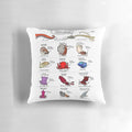 Colorful illustration of various cephalopod species on a decorative throw pillow