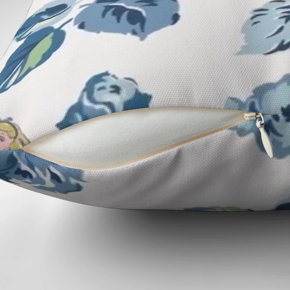Disney Alice in Wonderland inspired blue and floral decorative pillow