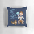 Disney-inspired retro futuristic pillow with "There's a Great Big Beautiful Tomorrow" text