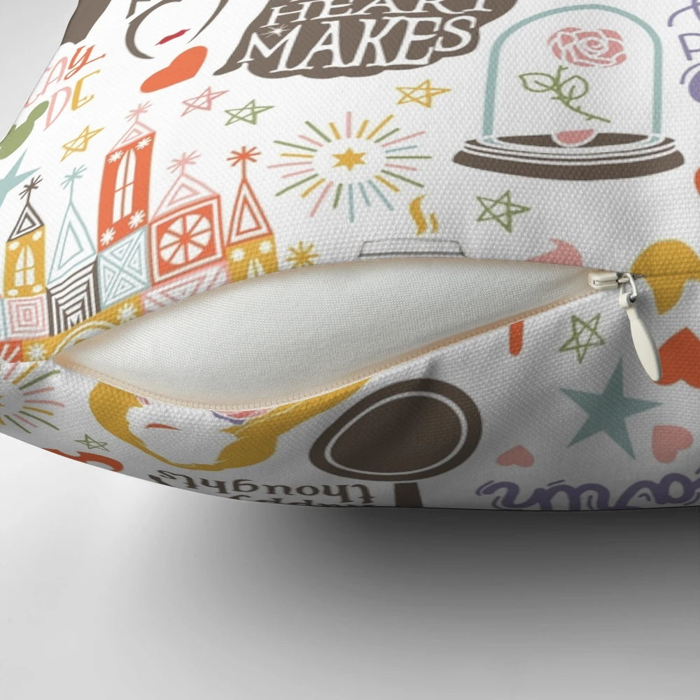 Disney-inspired vacation graphic tee pillow with nostalgic theme for family travel