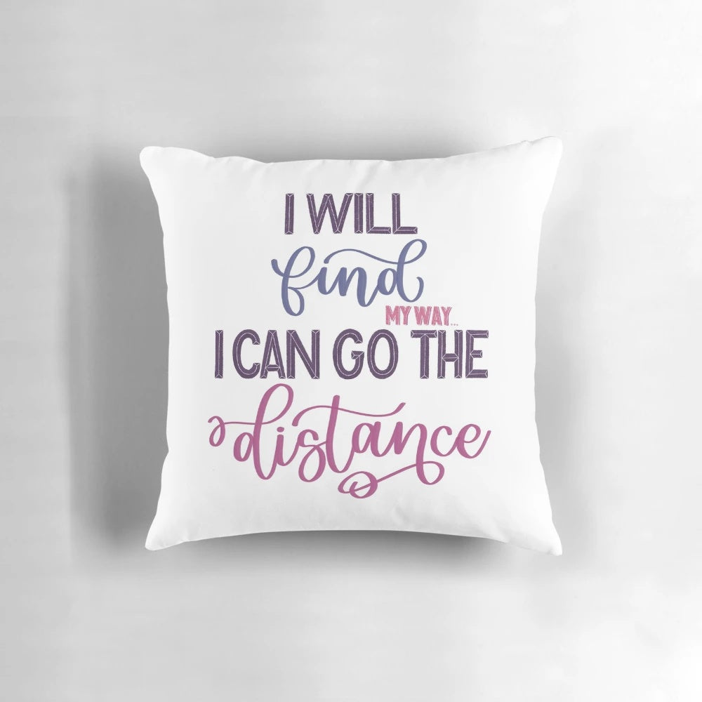 Colorful Hercules-themed lyric pillow with calligraphic lettering